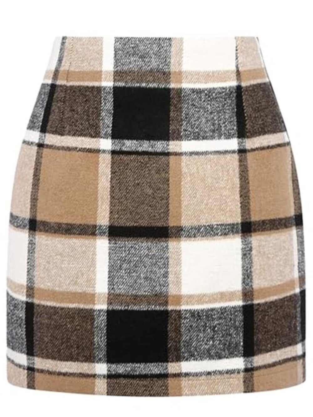 Women Plaid Mini Skirt High Waisted Slim Fit Winter Zipper Casual Dress Skirt